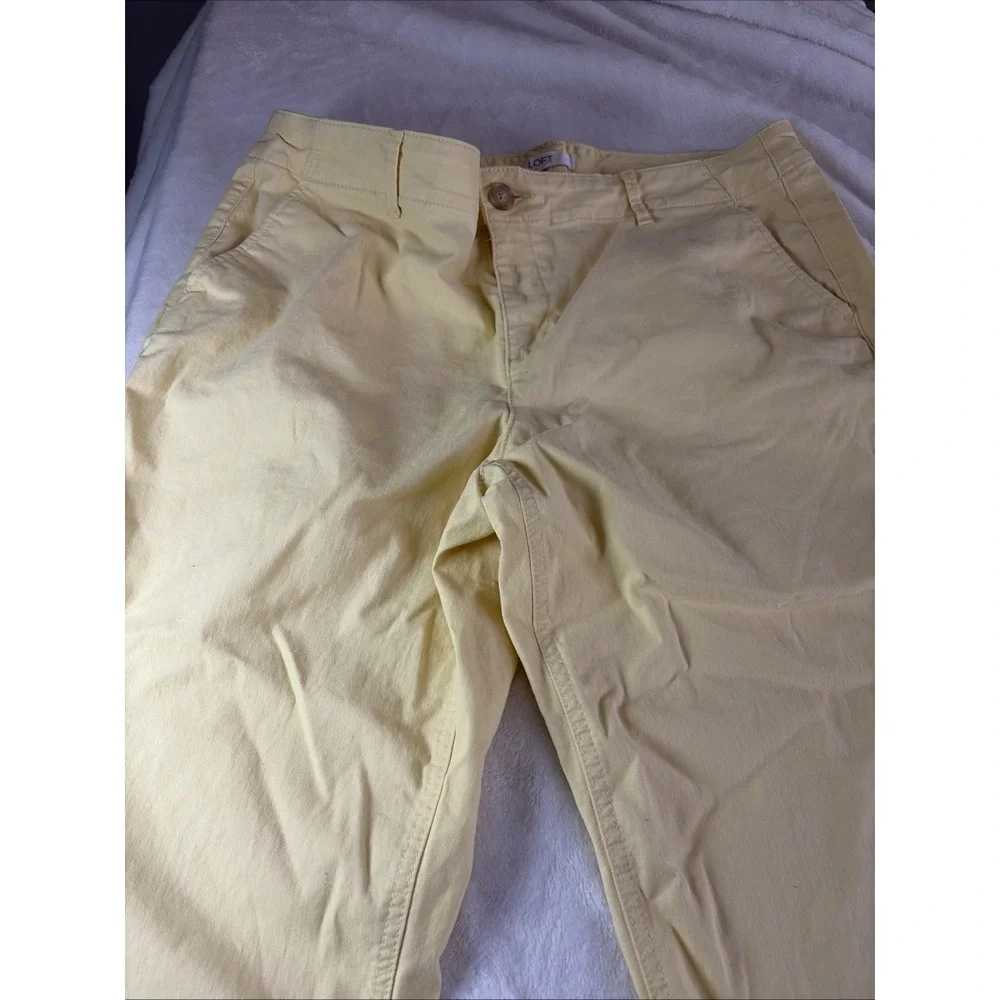 LOFT Monroe Slim Chino Light Yellow Pant Women's Size 14‎ Career Office Spring